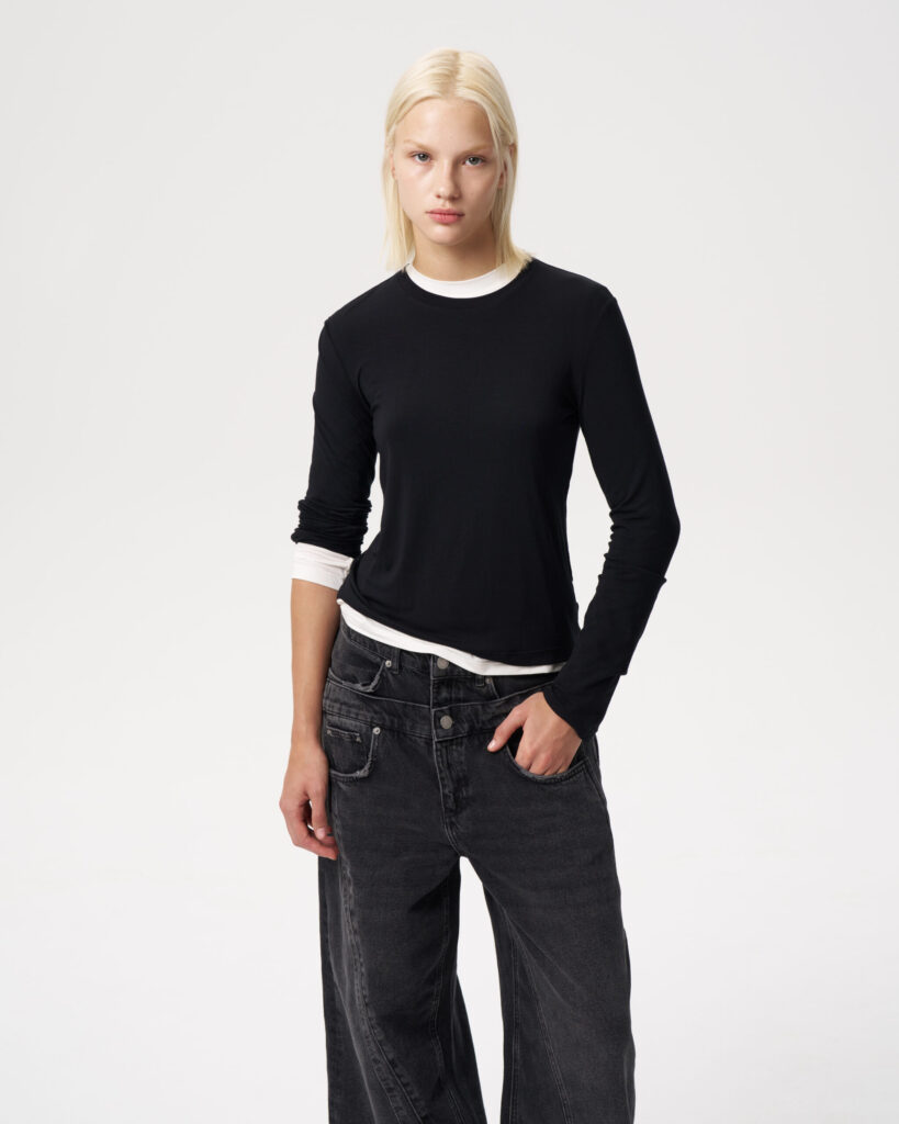 Лонгслив slim black, черный